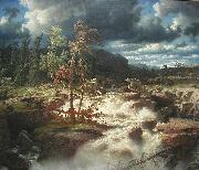 marcus larson Waterfall in Smaland France oil painting artist